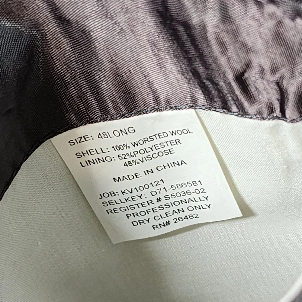Roundtree & Yorke‎ Blazer Mens 48 Long Gray Glen Plaid Wool Two Button Notch